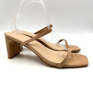Faryl By Farylrobin Womens Analisa Beige Tan Suede Leather Heels Sandals Shoes 9